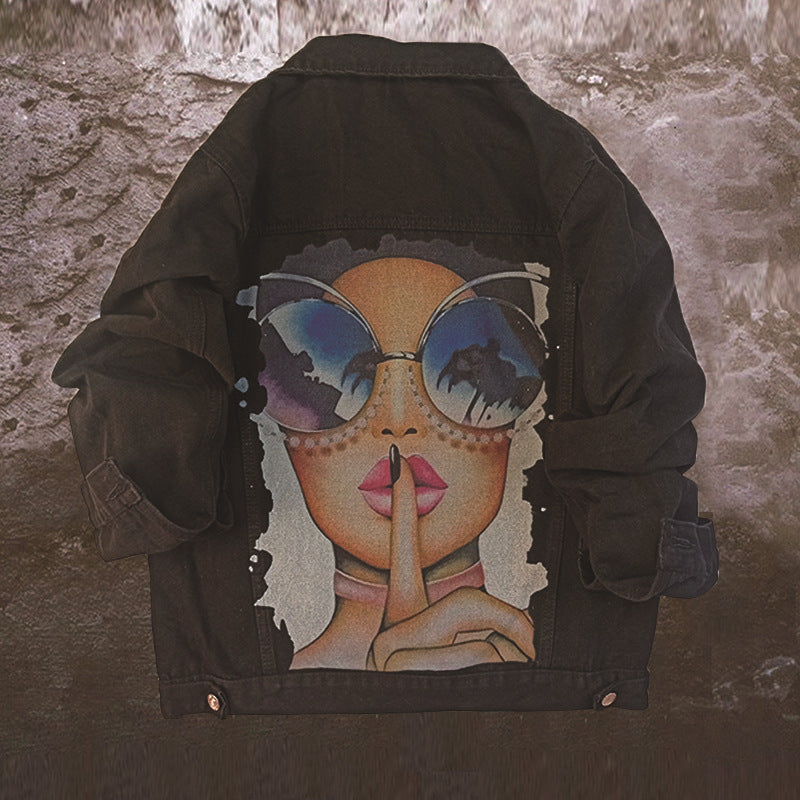 Classic Casual Denim Jacket in Black