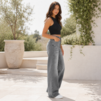 Relaxed Straight Leg High Waist Stretch Jeans