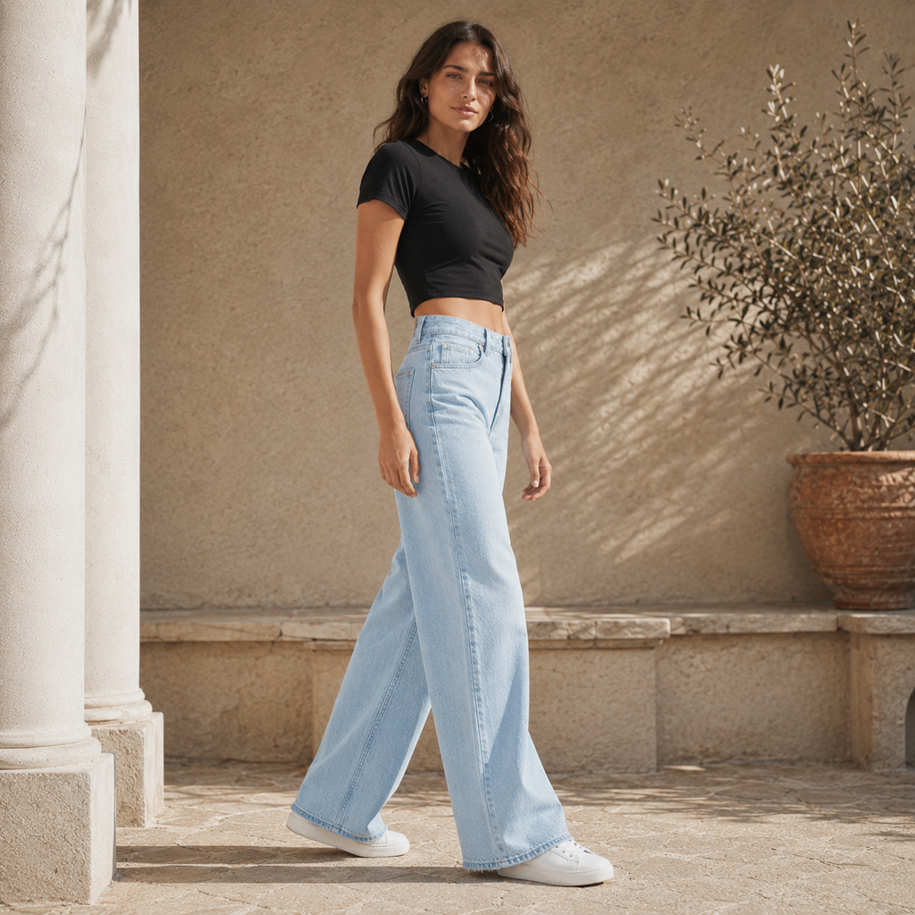 Women's High Waist Loose Straight Leg Jeans