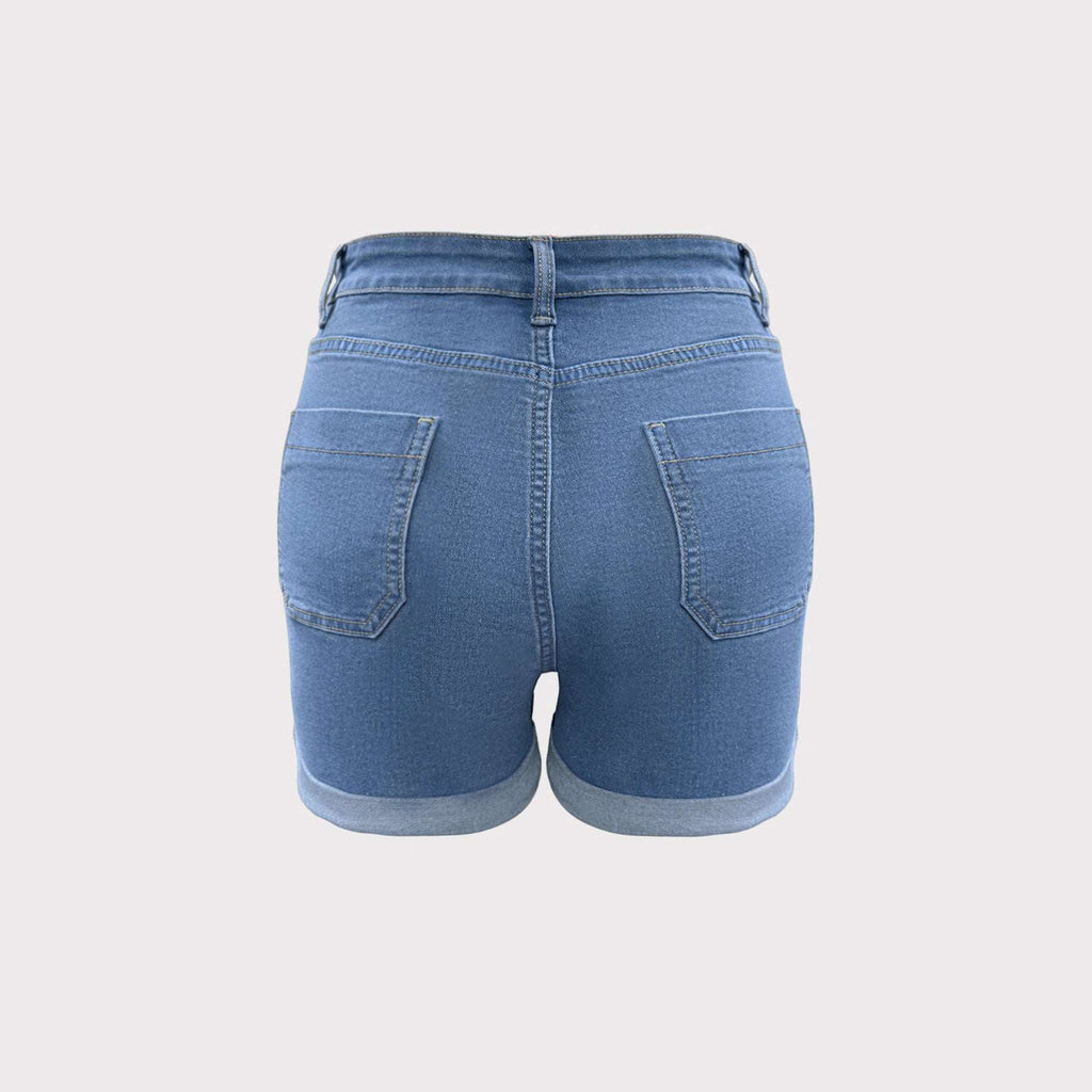 Women's Mid-Rise Cuff Hem Denim Jean Shorts