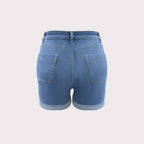 Women's Mid-Rise Cuff Hem Denim Jean Shorts
