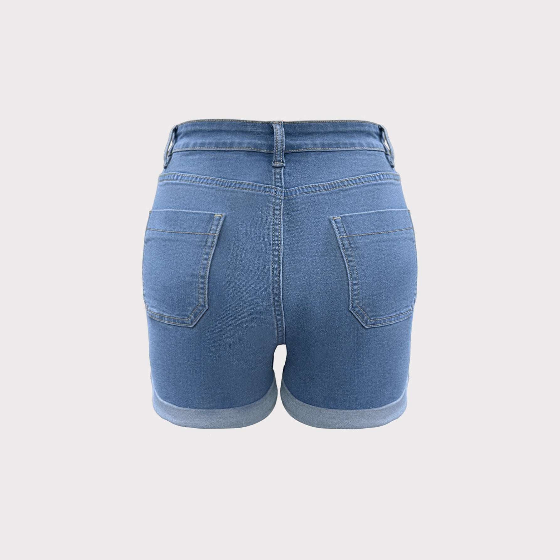 Women's Mid-Rise Cuff Hem Denim Jean Shorts