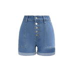 Women's Mid-Rise Cuff Hem Denim Jean Shorts