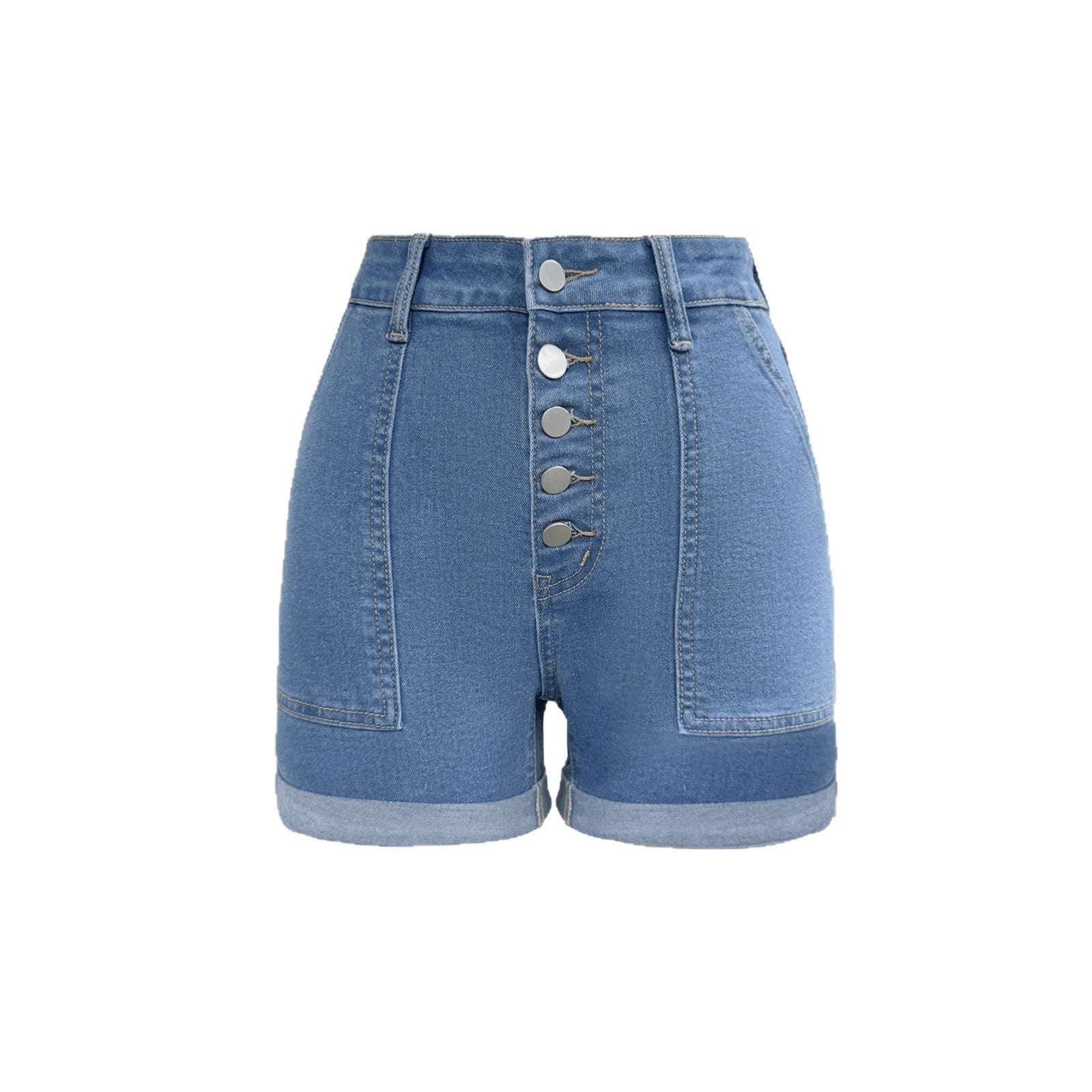 Women's Mid-Rise Cuff Hem Denim Jean Shorts