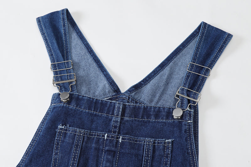 Korean Style Straight-Leg Denim Overalls - Back View