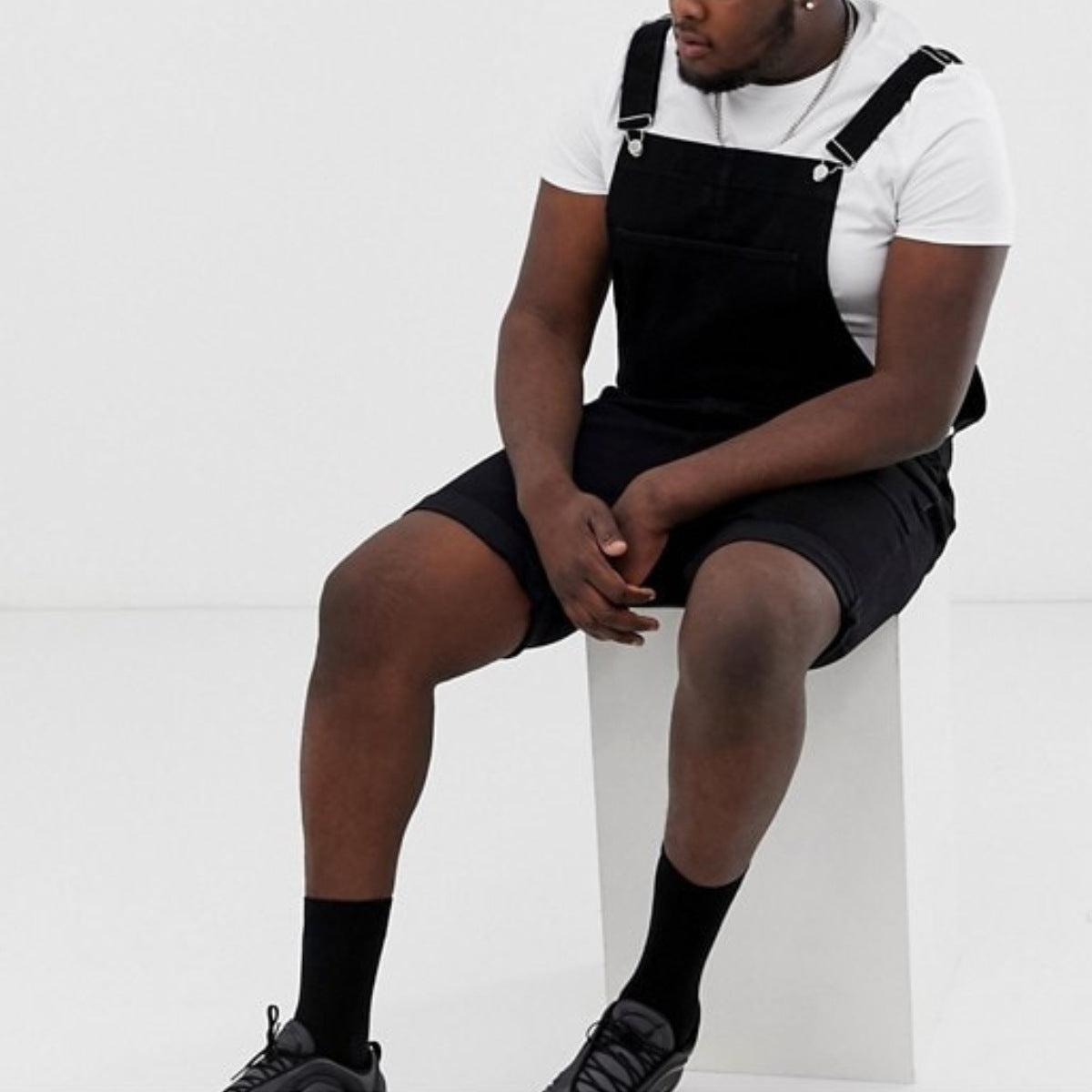 Men's Retro Black Denim Bib Overalls