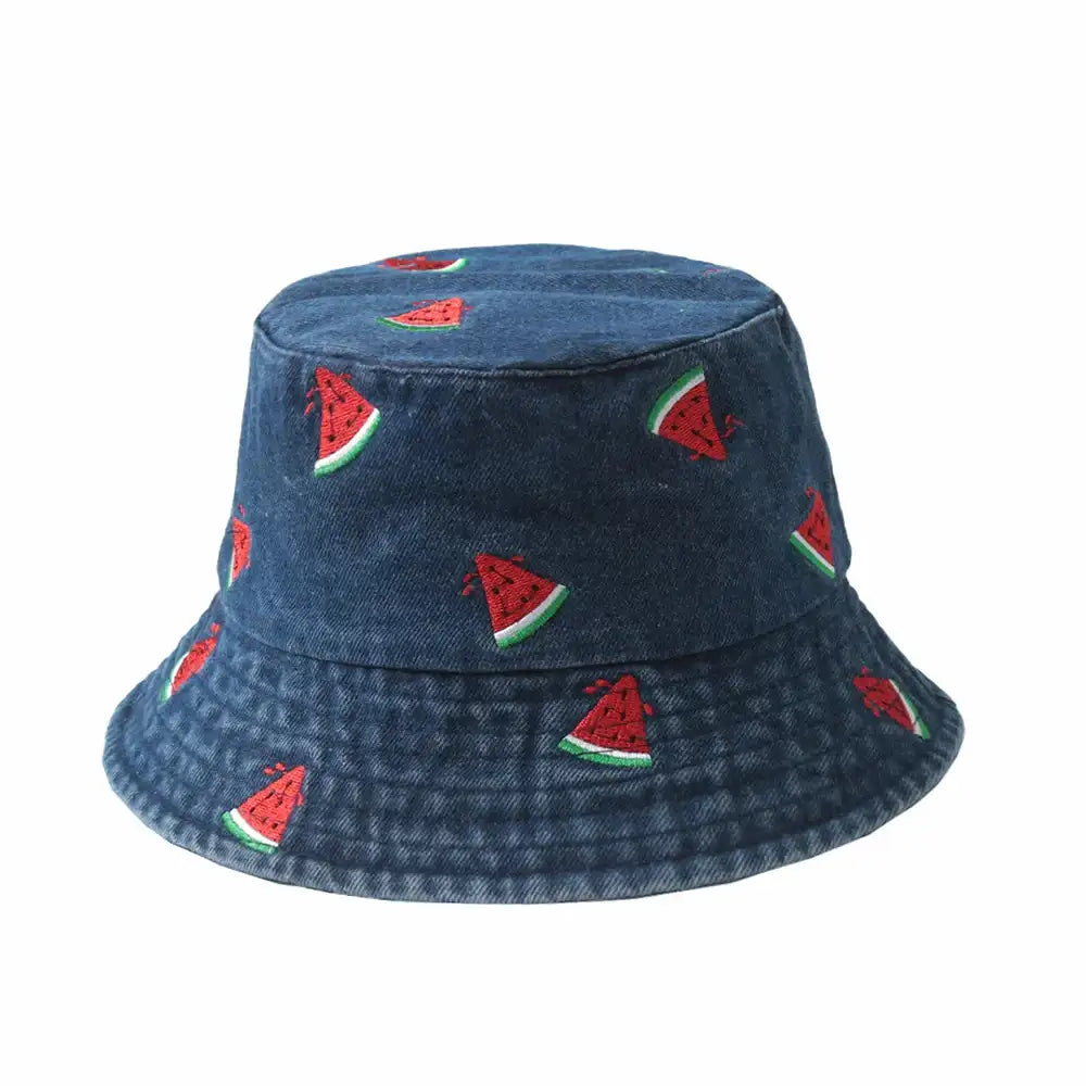 Embroidery Denim Bucket Hat