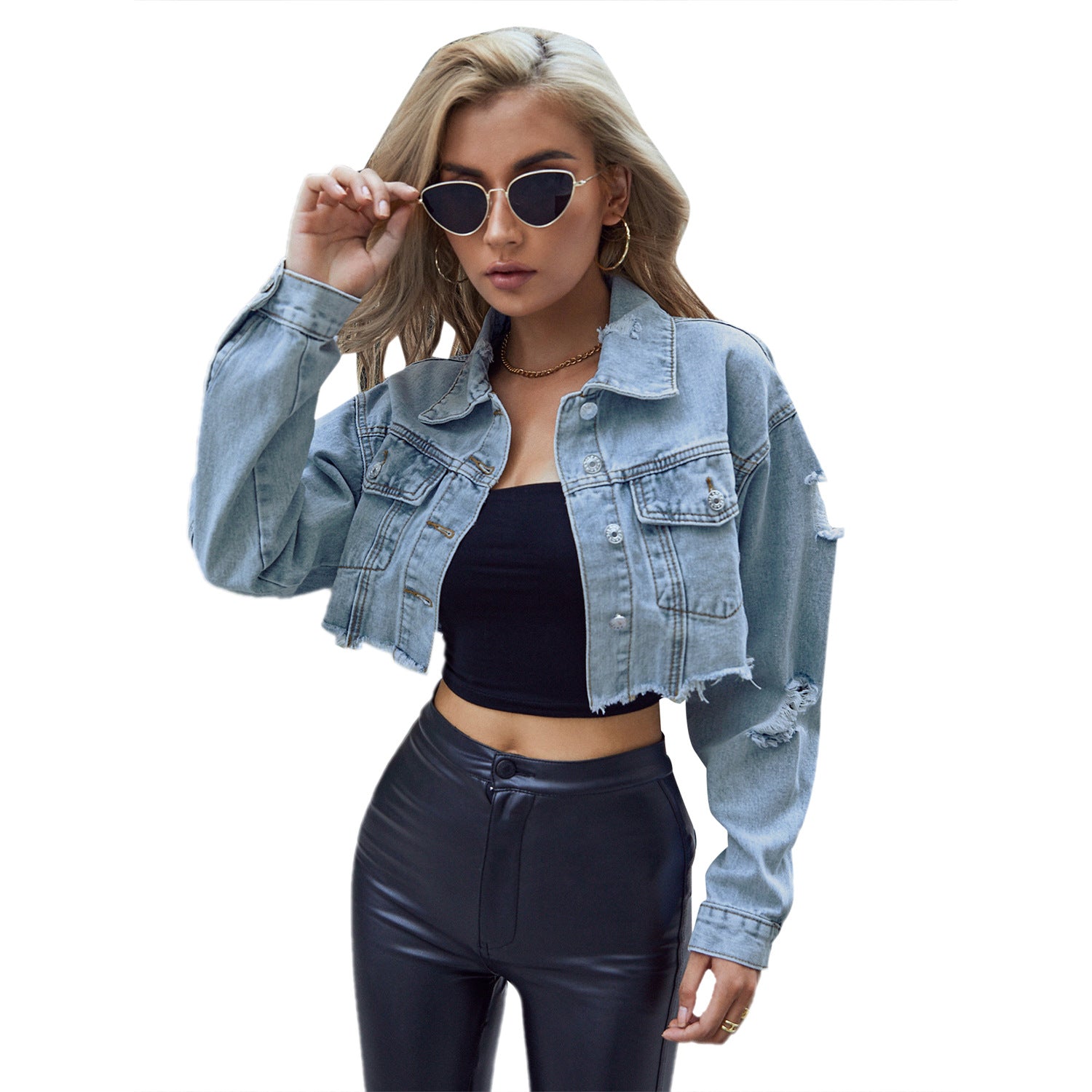 Cropped Denim Jacket - Short Cut Off Style - Jeanity