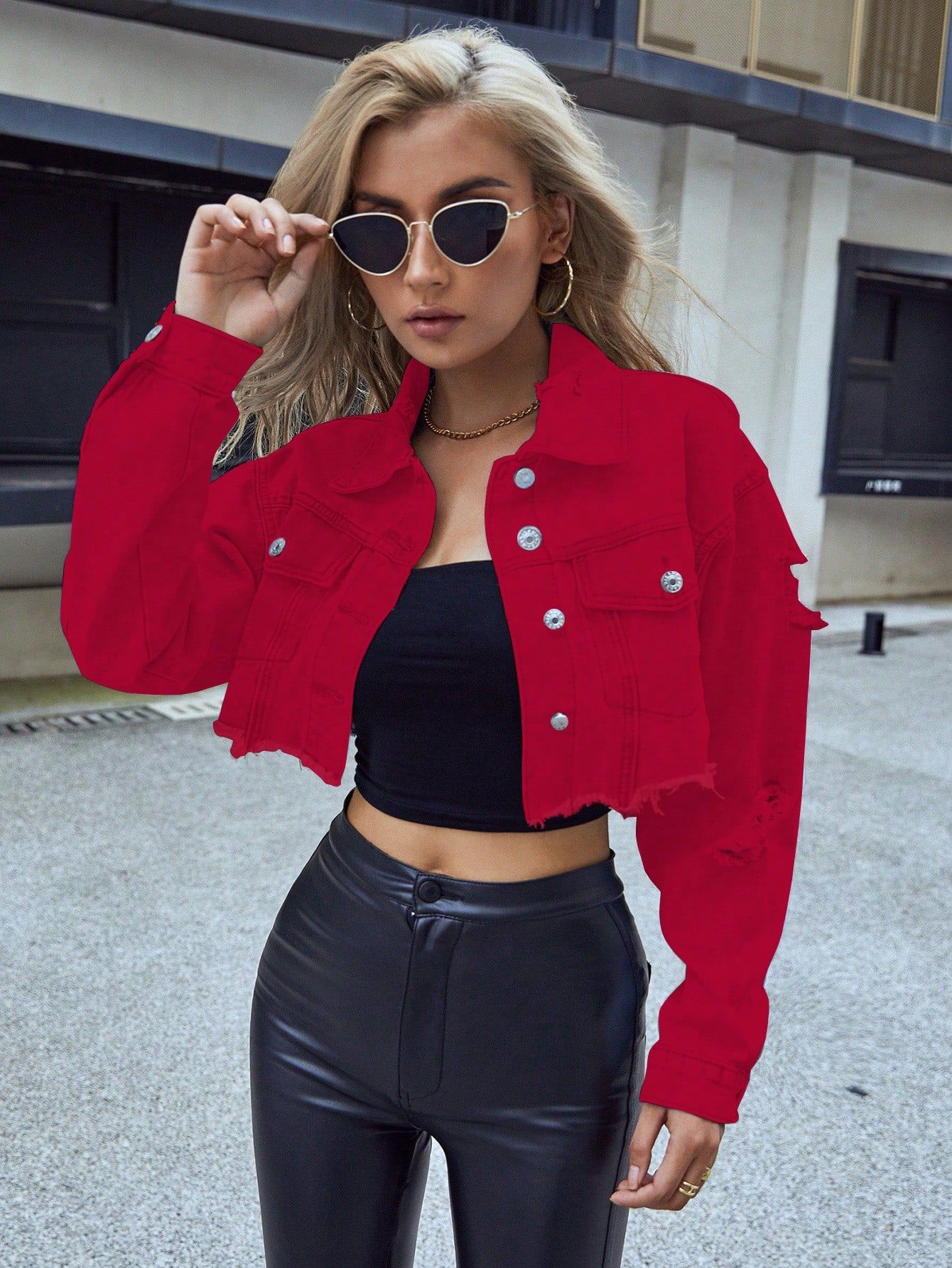 Cropped Denim Jacket - Short Cut Off Style - Jeanity