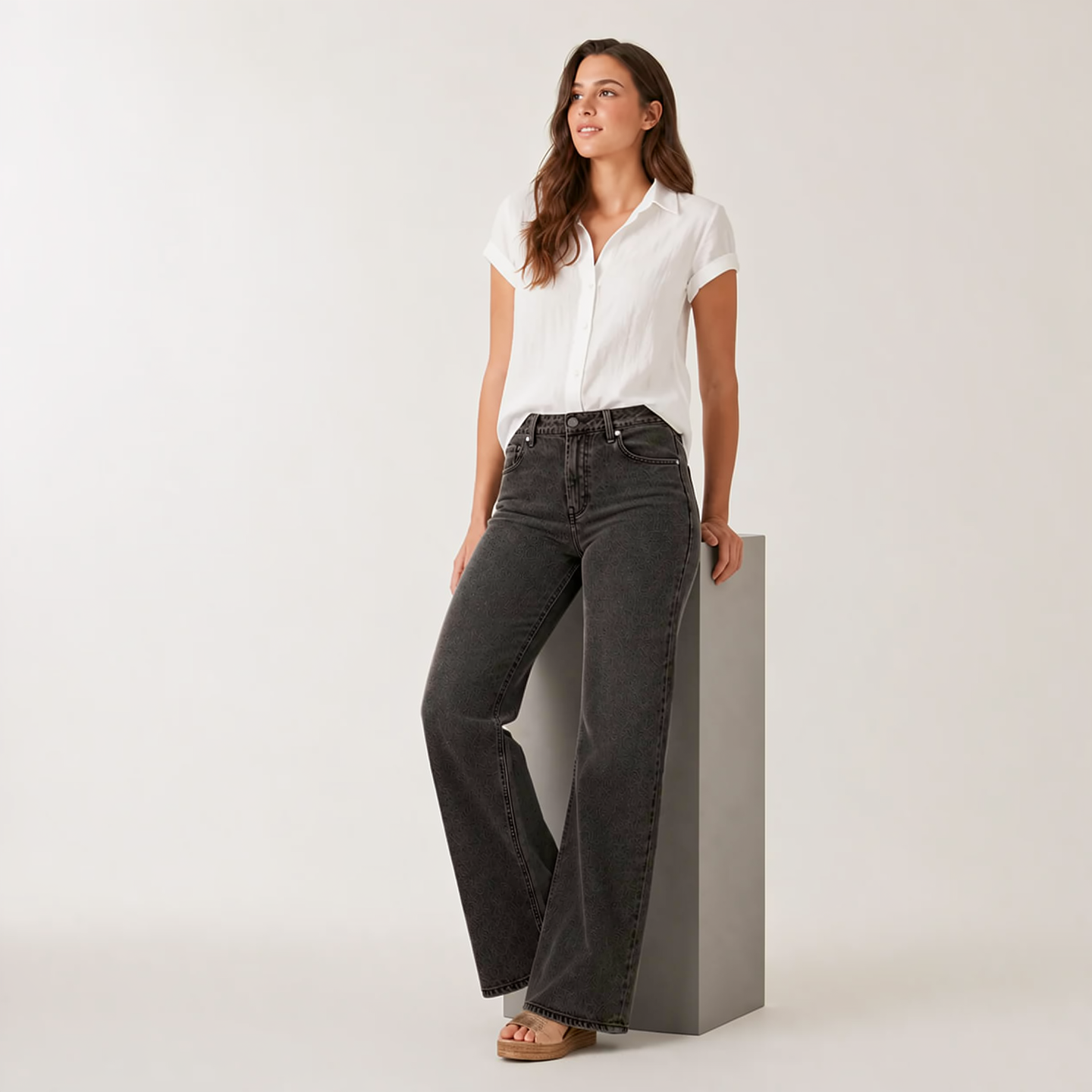 Dark grey bbl jeans front