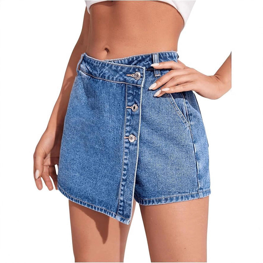 Denim Micro Mini Wrap Skort
