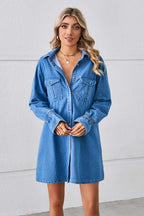 Jeanity Denim – Bell Sleeve A-Line Denim Dress – JeanityDenimBellSleeveALineDenimDressWomanwearingabluedenimdressagainstalightgraybackground20260426132320jpg