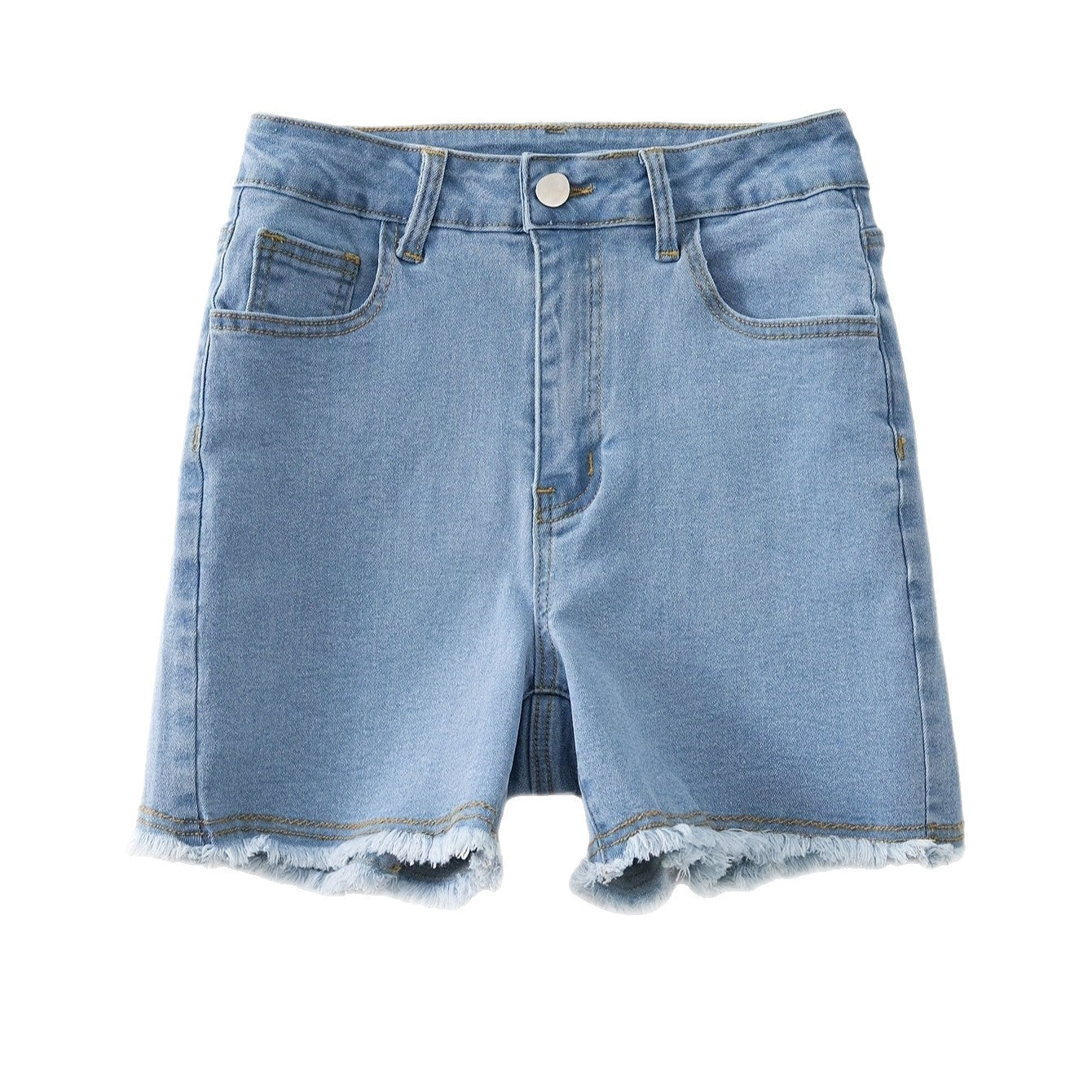 Jeanity Denim – Bow-Knot Bodycon Denim Shorts - Mid-Waist Frayed Hem – JeanityDenimBowKnotBodyconDenimShortsMidWaistFrayedHemSide20260215122804jpg