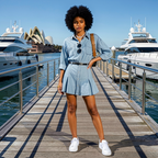 Button-Front Denim Shirt Dress