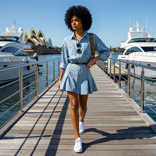 Button-Front Denim Shirt Dress