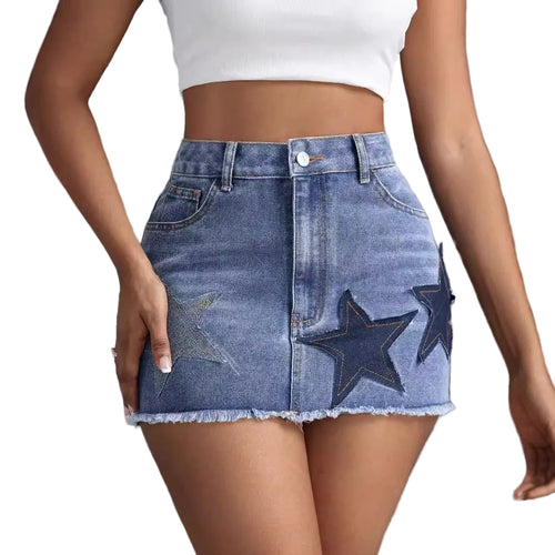 Jeanity Denim – Denim Bodycon Skirt - High-Waisted Star Detail – JeanityDenimDenimBodyconSkirtHighWaistedStarDetailBluedenimskirtwithstarpatcheswornbyapersononagraybackground20260214073026jpg