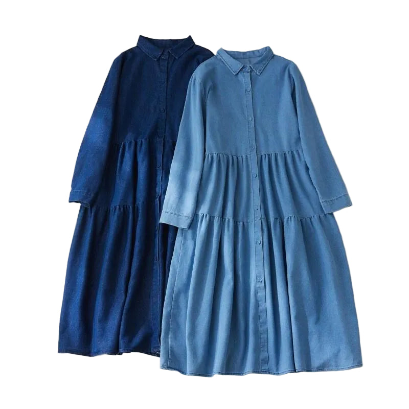 Jeanity Denim – Denim Swing Skirt Dress with Ruffles – JeanityDenimDenimSwingSkirtDresswithRufflesTwobluedressesonalightbackground20260221232611jpg