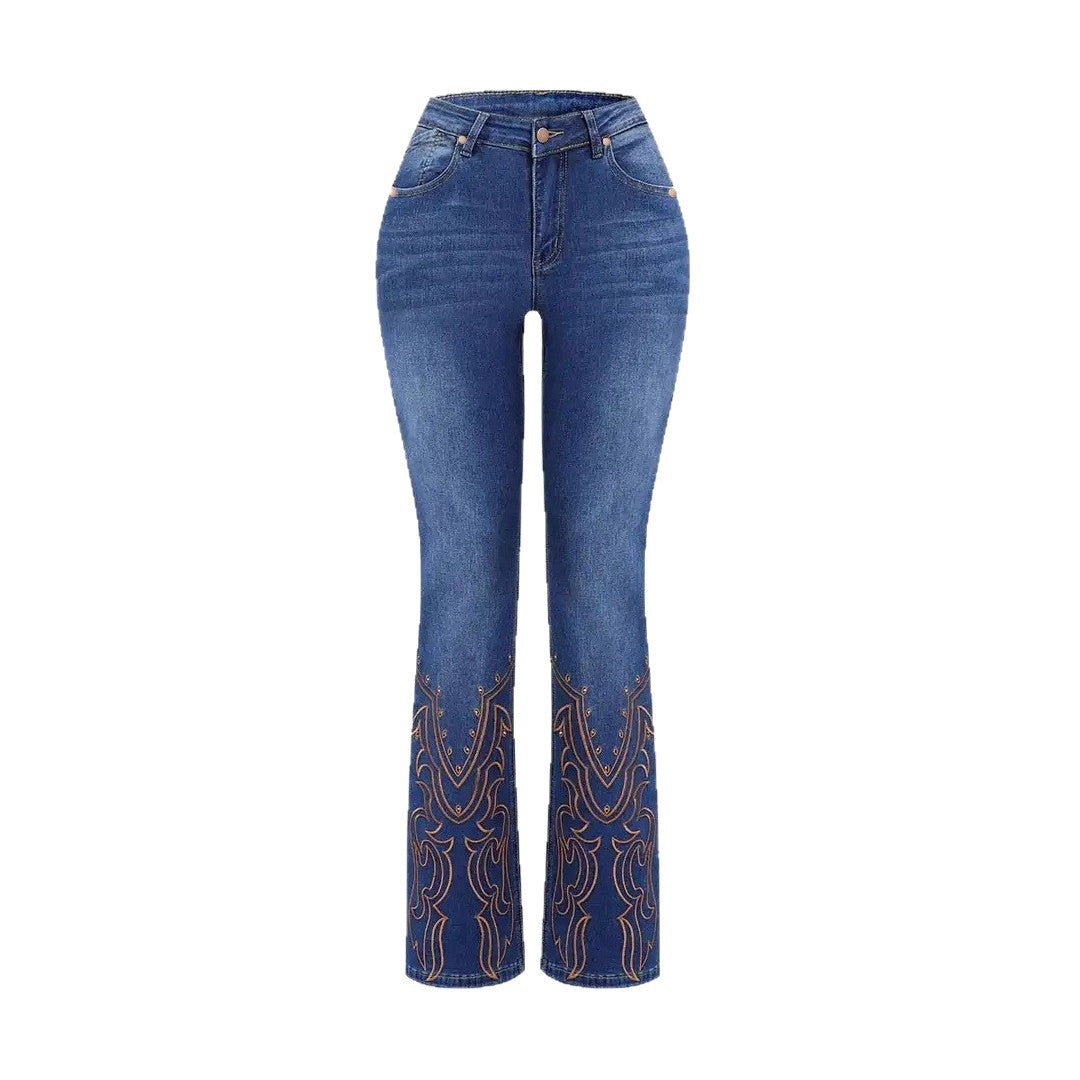 Jeanity Denim – Embroidered Flared Denim Jeans - Mid-Rise Stretch – JeanityDenimEmbroideredFlaredDenimJeansMidRiseStretchDetail20260214073146jpg
