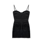 Jeanity Denim – High-Waist Denim Suspender Dress - Black with White Floral – JeanityDenimHighWaistDenimSuspenderDressBlackwithWhiteFloralDetail20260221232603jpg