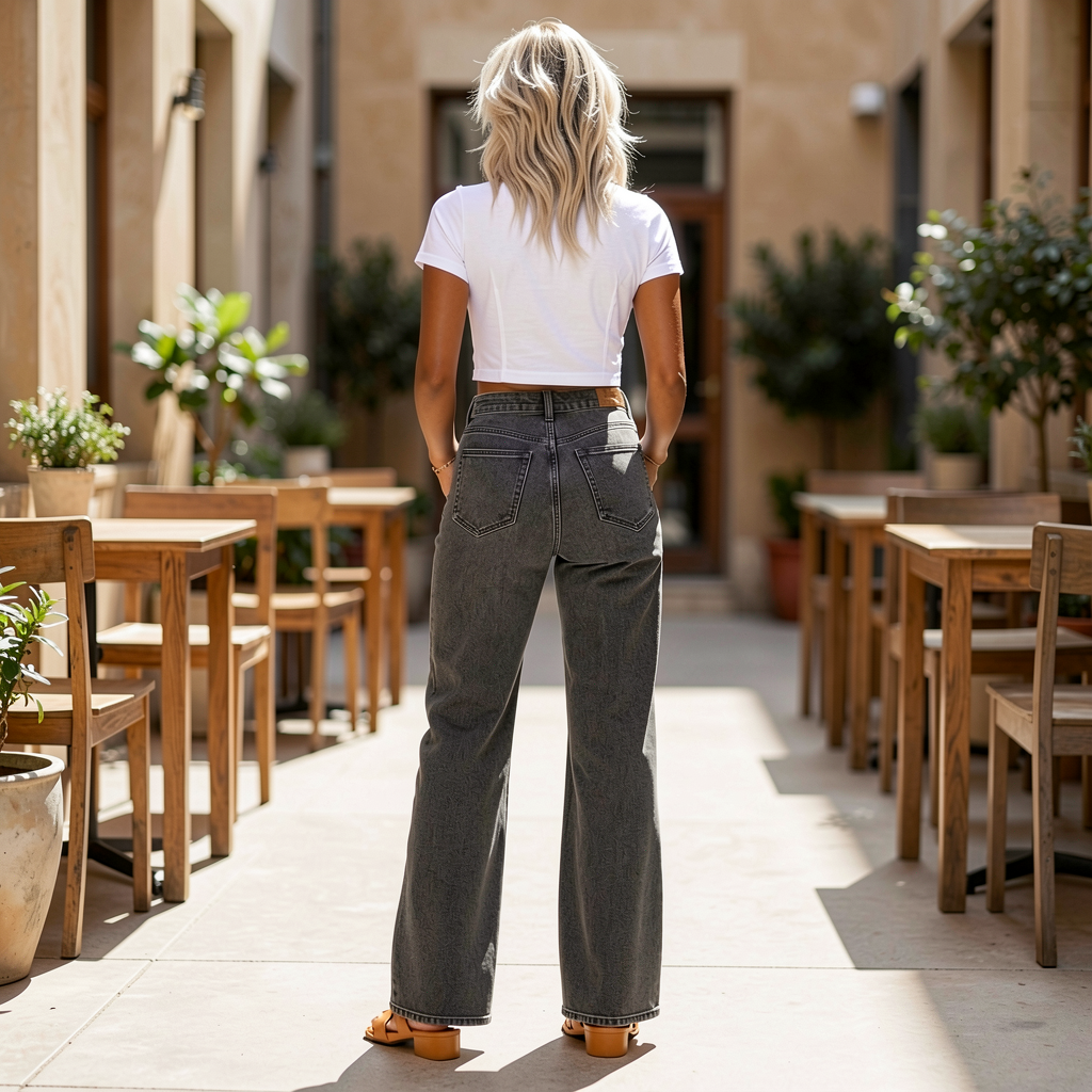 Jeanity Denim – High Waisted Slimming Straight Leg BBL Jeans – JeanityDenimHighWaistedSlimmingStraightLegBBLJeansPersonstandinginanoutdoorseatingareawithtablesandchairs20260604143442png