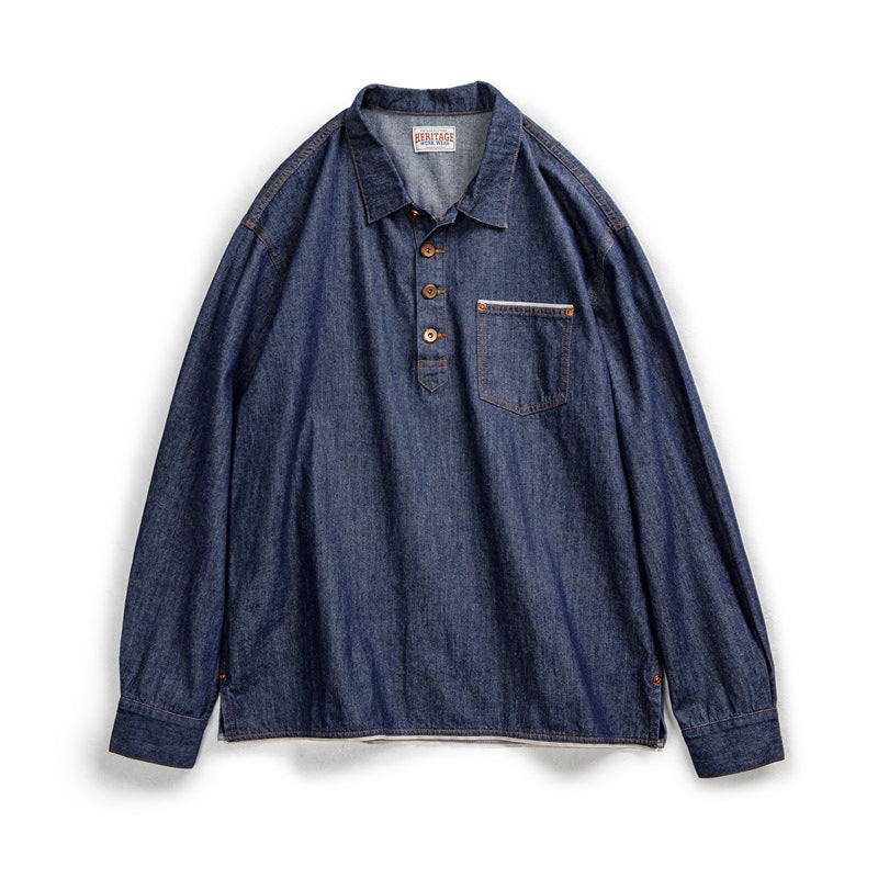 Jeanity Denim – Men's American Retro Long Sleeve Denim Shirt – JeanityDenimMensAmericanRetroLongSleeveDenimShirtDetail20260222140051jpg