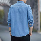 Jeanity Denim – Men's Blue Denim Long-Sleeve Shirt – JeanityDenimMensBlueDenimLongSleeveShirtClose20260216125638jpg
