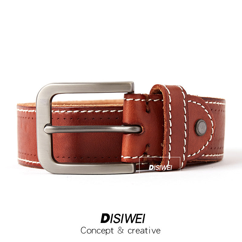 Jeanity Denim – Men's Casual Washed Leather Belt with Pin Buckle – JeanityDenimMensCasualWashedLeatherBeltwithPinBuckleSide20260311130436jpg