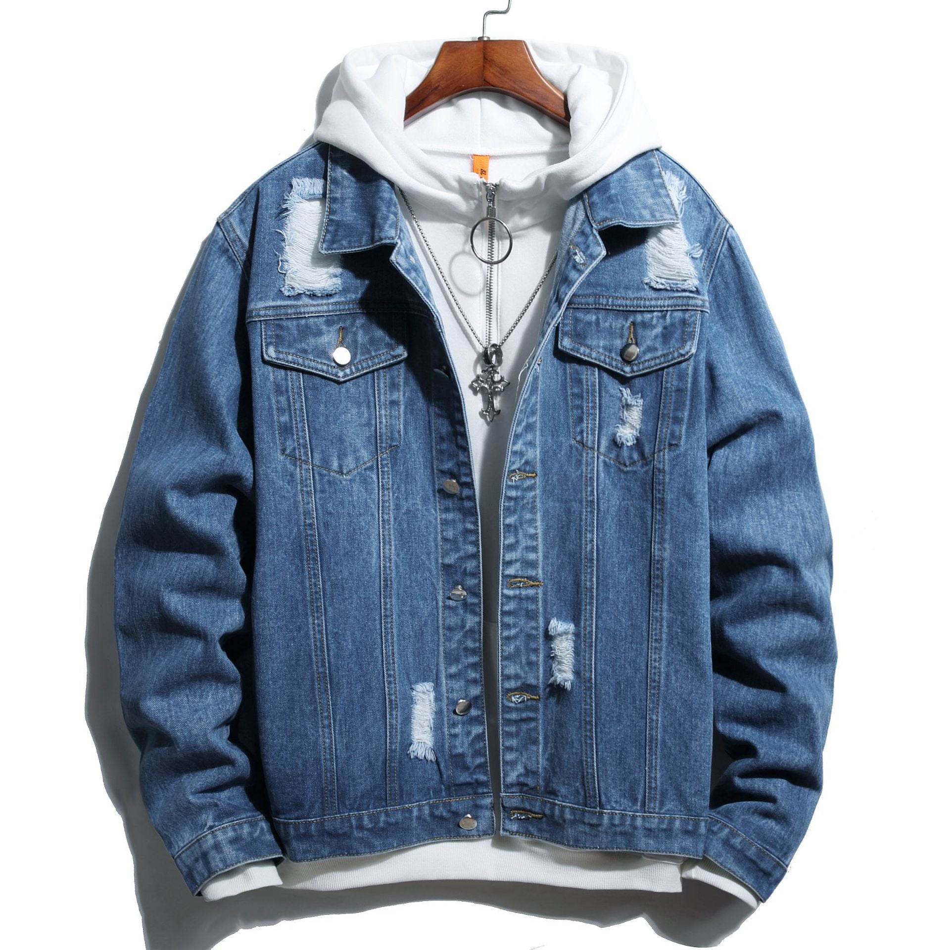 Jeanity Denim – Men's Classic Trend Denim Jacket – JeanityDenimMensClassicTrendDenimJacketBluedenimjacketwithdistresseddetailsonawhitebackground20260217032108jpg