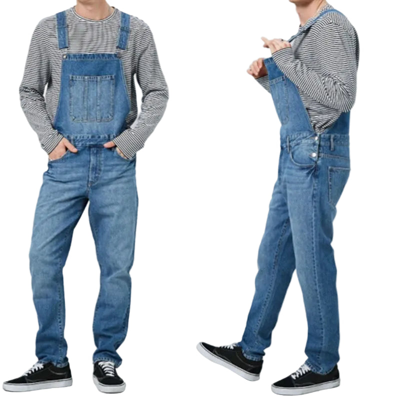 Jeanity Denim – Men's Denim Overalls – JeanityDenimMensDenimOverallsPersonwearingbluedenimoverallswithagraystripedshirtonawhitebackground20260221131311jpg
