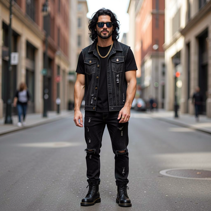 Jeanity Denim – Men's Distressed Denim Vest – JeanityDenimMensDistressedDenimVestFront20260525061019png