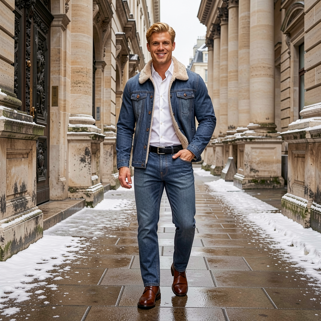 Jeanity Denim – Men's Retro Blue Fleece Lined Thick Winter Denim Jacket