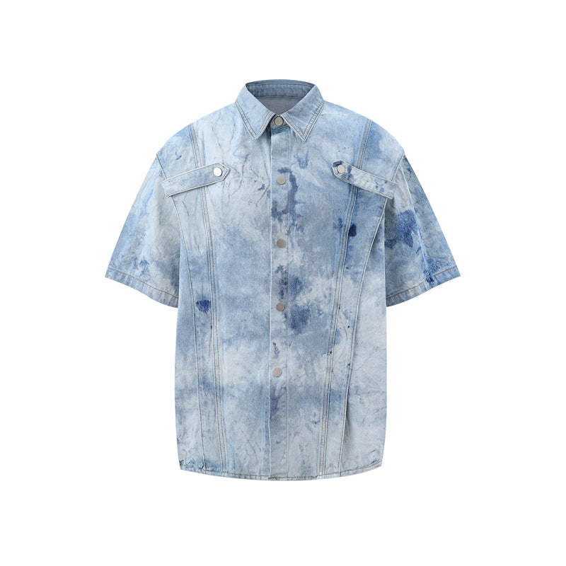 Jeanity Denim – Men's Gradient-Wash Denim Shirt & Shorts Set – JeanityDenimMensGradientWashDenimShirtShortsSetDetail20260216125554jpg