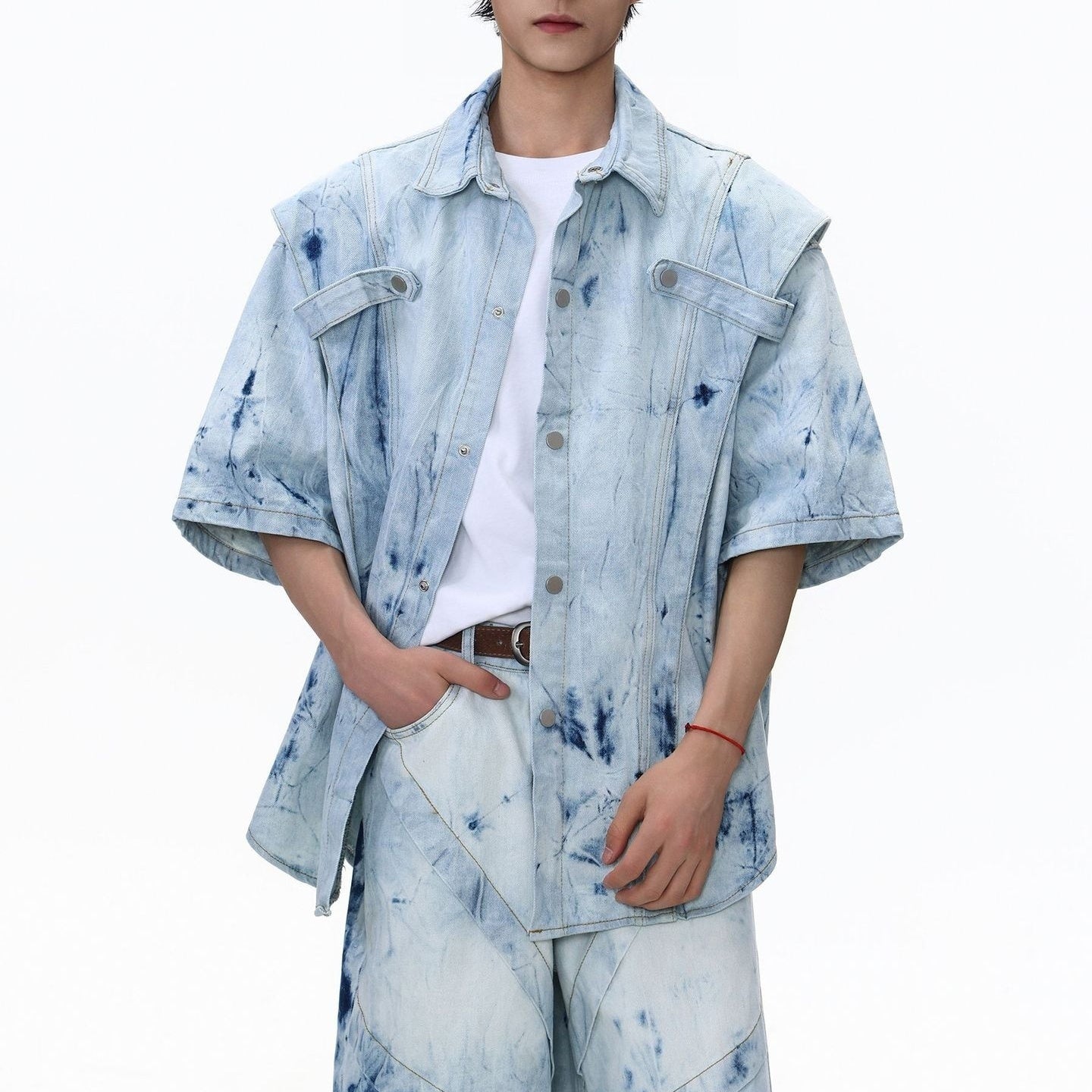 Jeanity Denim – Men's Gradient-Wash Denim Shirt & Shorts Set – JeanityDenimMensGradientWashDenimShirtShortsSetFront20260216125549jpg