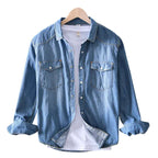 Jeanity Denim – Men's Long Sleeve Denim Shirt – JeanityDenimMensLongSleeveDenimShirtBluedenimshirtonahangeragainstawhitebackground20260426132604jpg