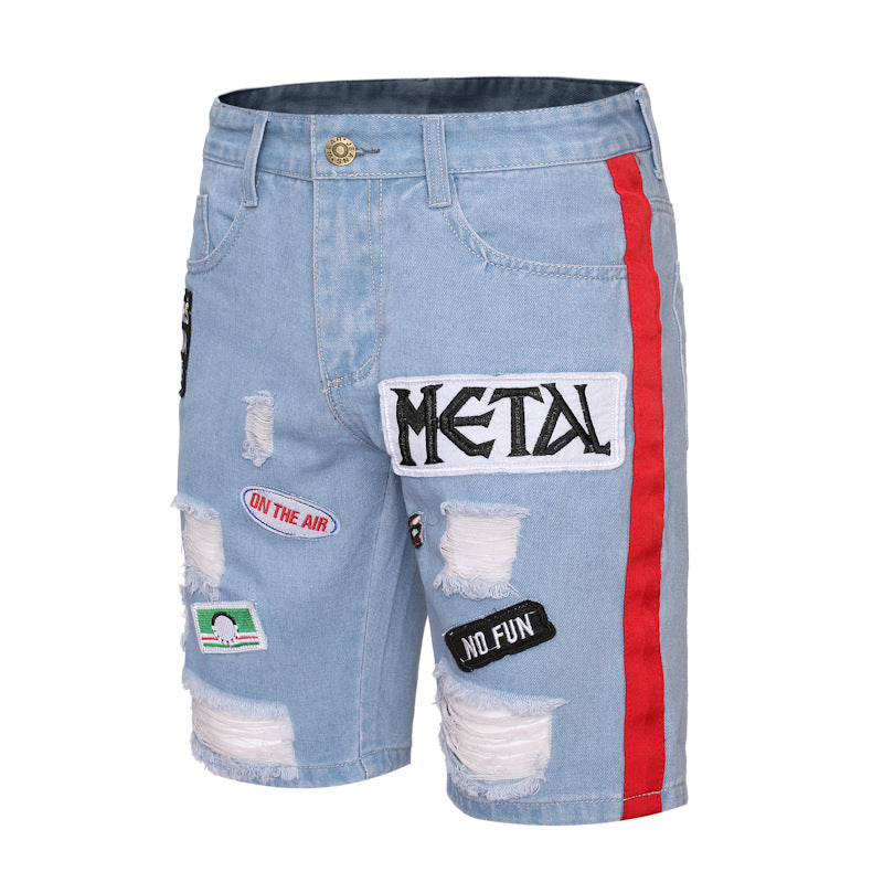 Jeanity Denim – Men's Mid-Waist Ripped Denim Shorts - Loose Straight Fit – JeanityDenimMensMidWaistRippedDenimShortsLooseStraightFitFront20260215145227jpg