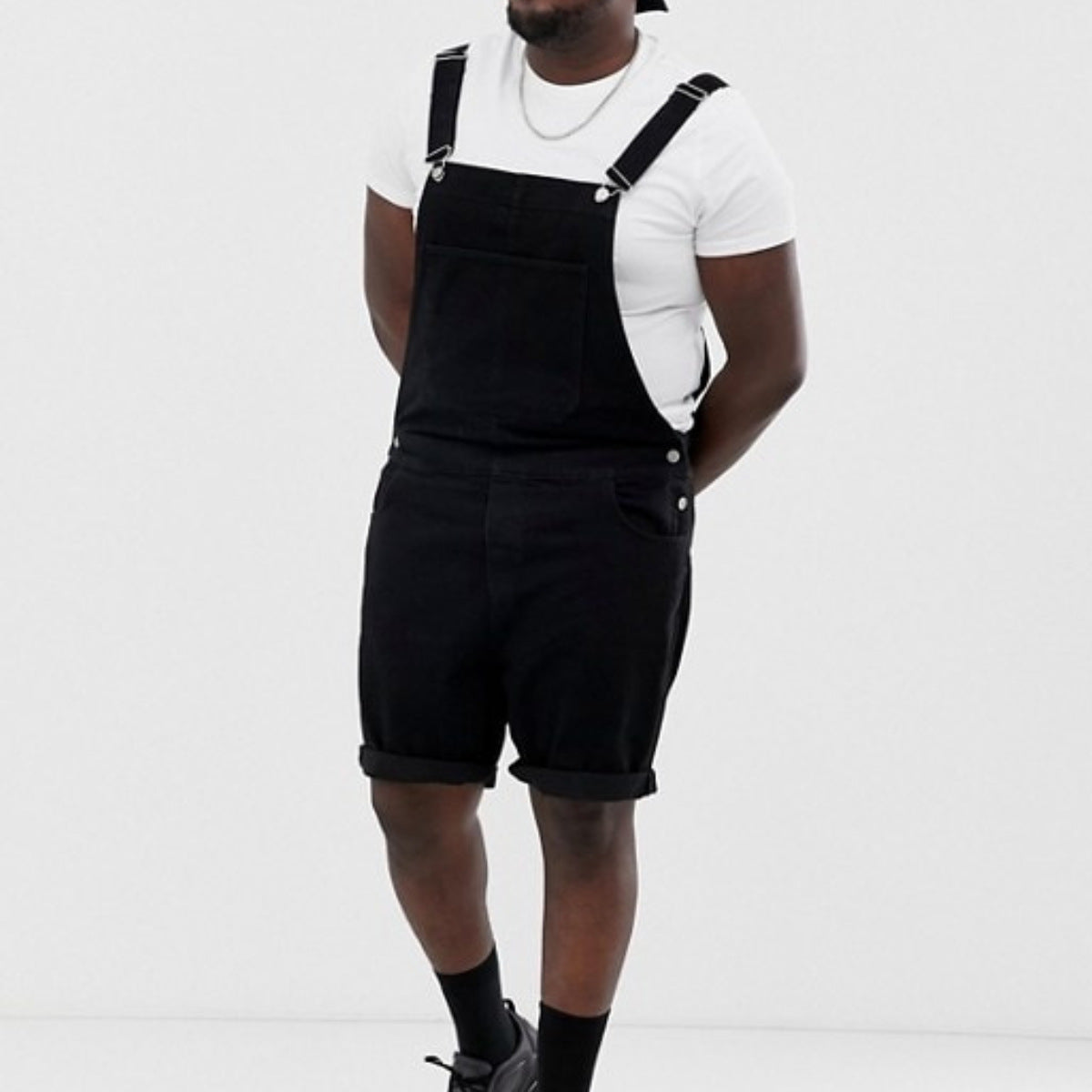 Jeanity Denim – Men's Retro Black Denim Bib Overalls – JeanityDenimMensRetroBlackDenimBibOverallsPersonwearingblackoverallsandawhiteshirtonawhitebackground20260221131220jpg