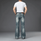 Jeanity Denim – Men's Retro Bootcut Flared Denim Jeans – JeanityDenimMensRetroBootcutFlaredDenimJeansBackViewRetroBlueBootcutFlareJeans20260426130254png