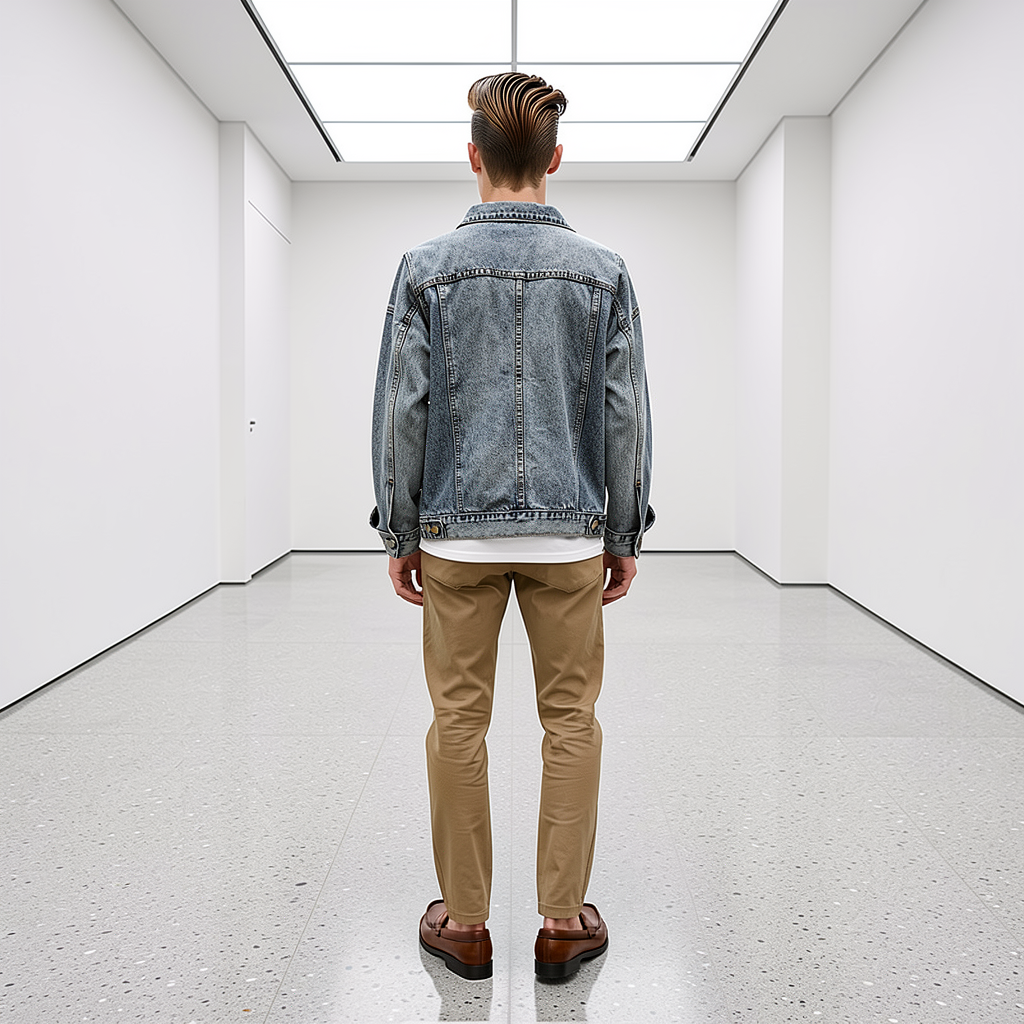 Jeanity Denim – Men's Retro Stone Wash Denim Jean Jacket – JeanityDenimMensRetroStoneWashDenimJeanJacketPersonwearingadenimjacketandbeigepantsstandinginaminimalisticwhiteroom20260526003130png
