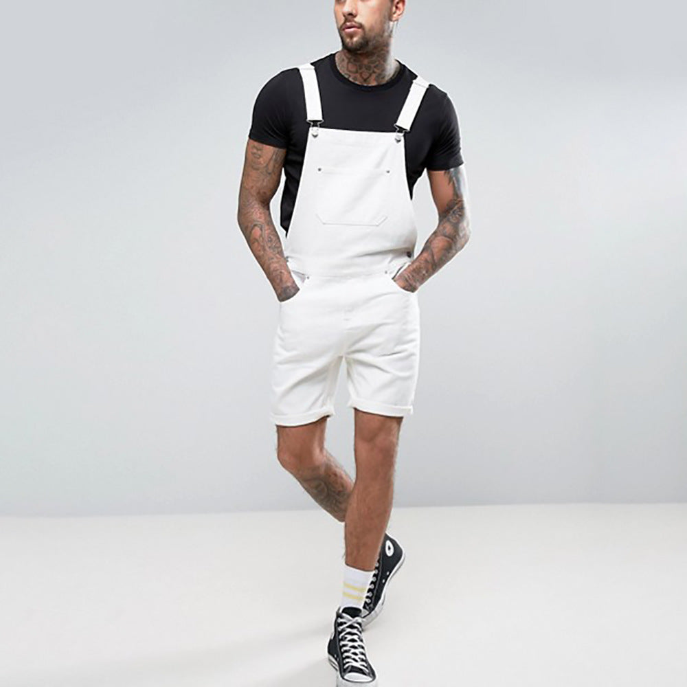 Jeanity Denim – Men's Retro White Denim Bib Short Overalls – JeanityDenimMensRetroWhiteDenimBibShortOverallsSide20260221131236jpg