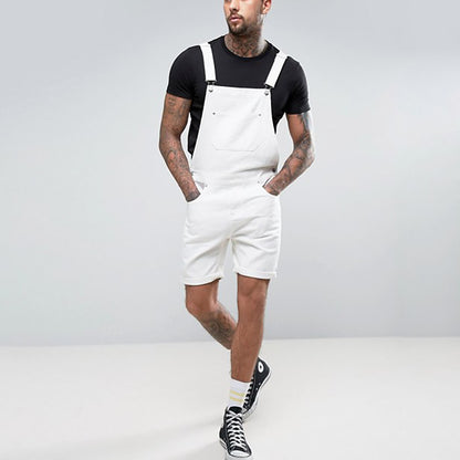 Jeanity Denim – Men's Retro White Denim Bib Short Overalls – JeanityDenimMensRetroWhiteDenimBibShortOverallsSide20260221131236jpg