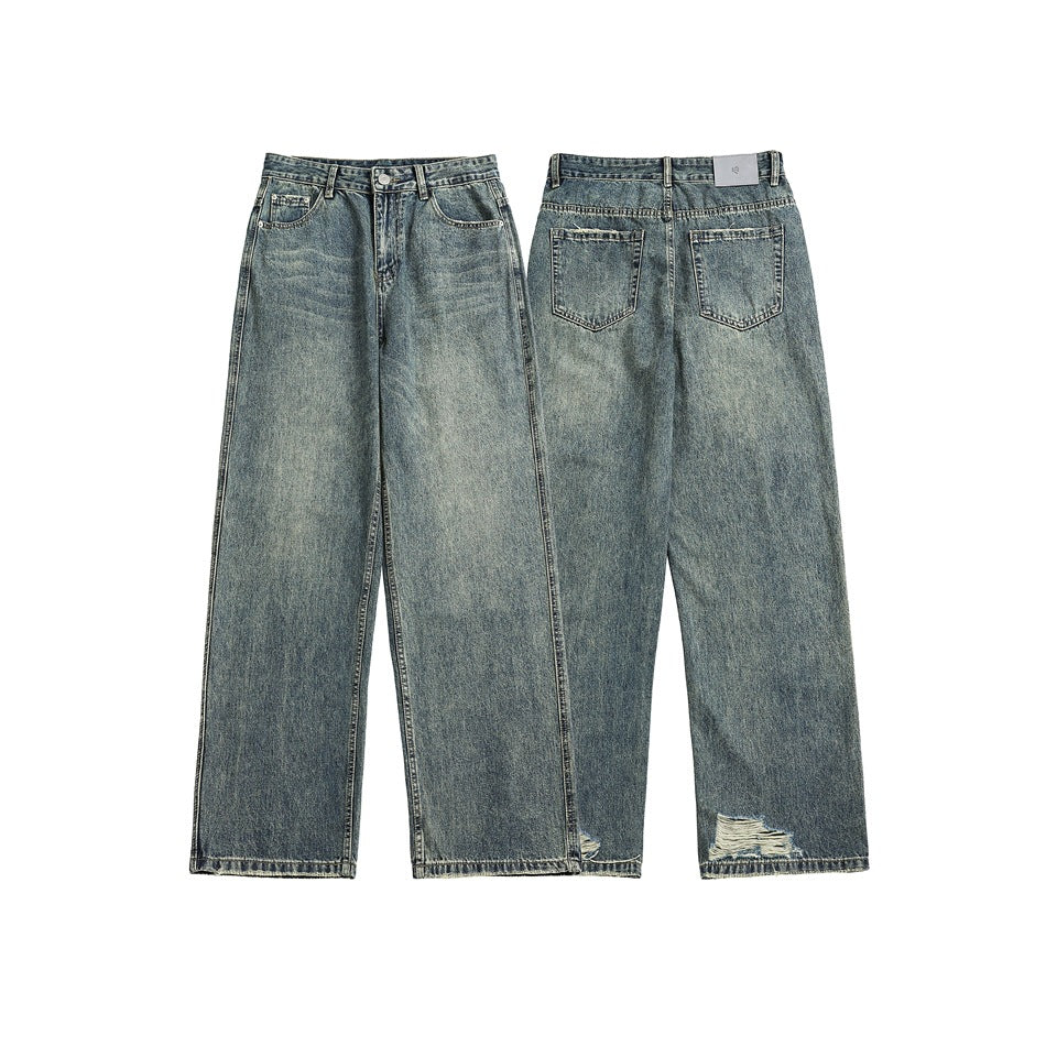 Jeanity Denim – Men's Retro Wide-Leg Distressed Denim Jeans – JeanityDenimMensRetroWideLegDistressedDenimJeansDetail20260215145333jpg