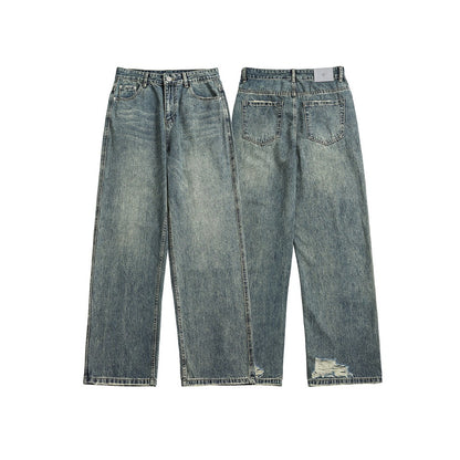 Jeanity Denim – Men's Retro Wide-Leg Distressed Denim Jeans – JeanityDenimMensRetroWideLegDistressedDenimJeansDetail20260215145333jpg