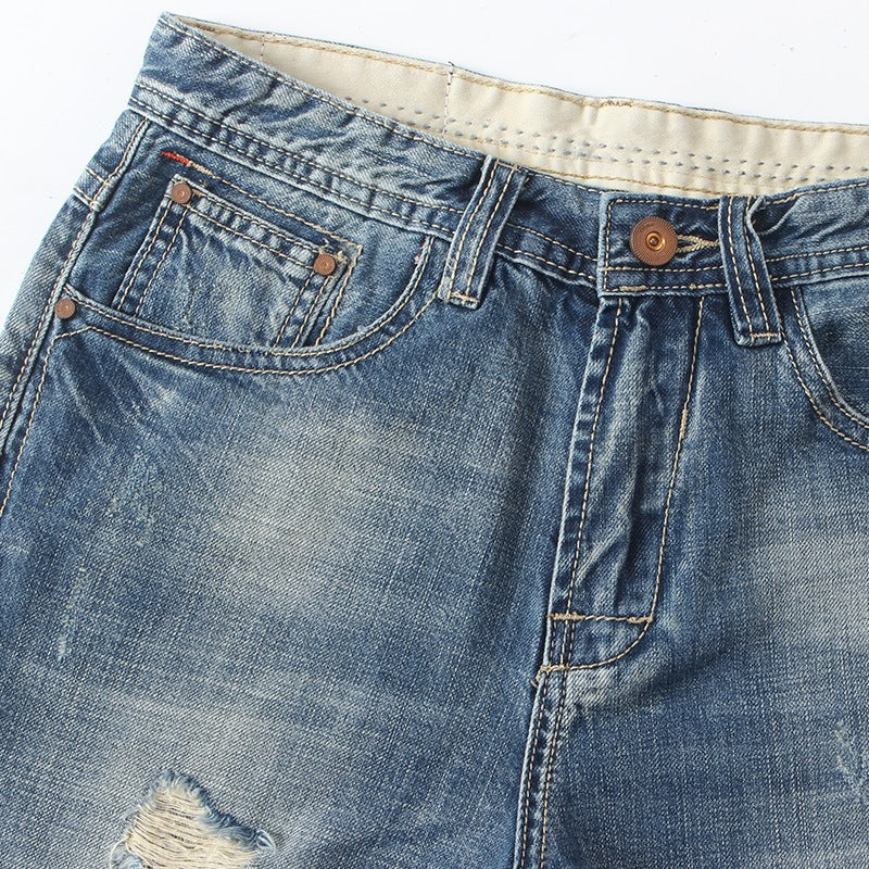 Jeanity Denim – Men's Ripped Cotton Denim Shorts - Distressed Style – JeanityDenimMensRippedCottonDenimShortsDistressedStyleSide20260215145244jpg