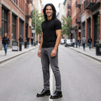 Jeanity Denim – Men's Skinny Denim Jeans - Korean Style Casual Pants – JeanityDenimMensSkinnyDenimJeansKoreanStyleCasualPantsManstandingonacitystreetwearingablacktshirtgraypantsandblackshoes20260520143821png