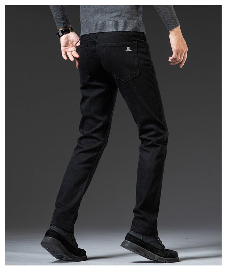 Jeanity Denim – Men's Slim Fit Straight Leg Denim Jeans – JeanityDenimMensSlimFitStraightLegDenimJeansPersonwearingblackcamouflagepantsonagraybackground20260420115125jpg