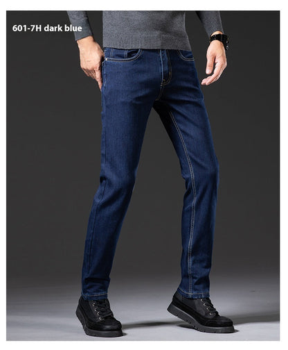 Jeanity Denim – Men's Slim Fit Straight Leg Denim Jeans – JeanityDenimMensSlimFitStraightLegDenimJeansPersonwearingdarkbluejeansonagraybackground20260420115224jpg