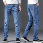 Jeanity Denim – Men's Slim Fit Straight Leg Denim Jeans – JeanityDenimMensSlimFitStraightLegDenimJeansTwoviewsofbluejeanswornbyapersononagraybackground20260426131027jpg