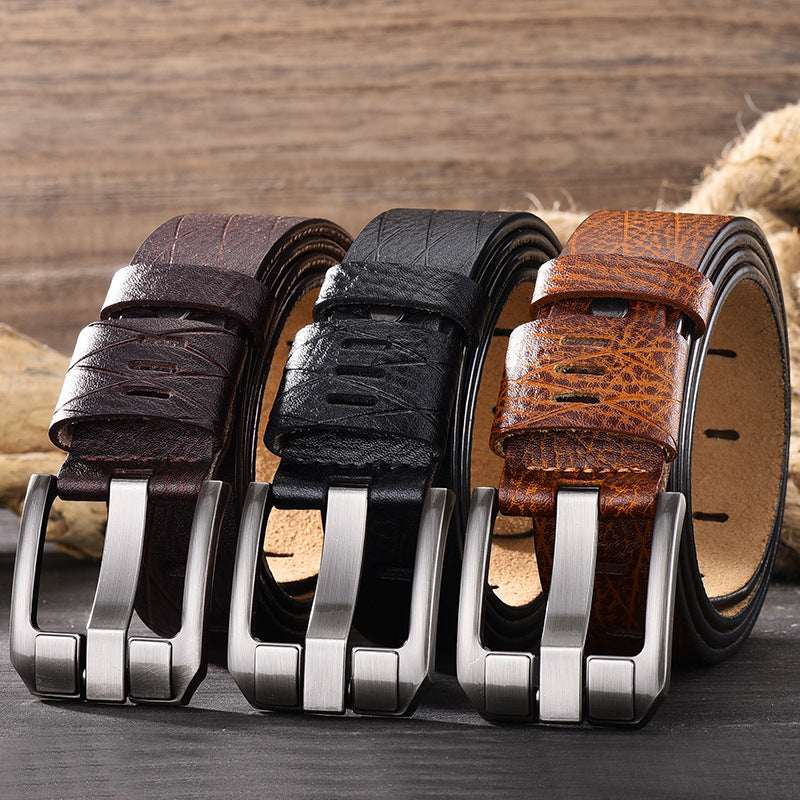 Jeanity Denim – Men's Versatile Leather Belt – JeanityDenimMensVersatileLeatherBeltThreeleatherbeltswithmetalbucklesonawoodensurface20260426131349jpg