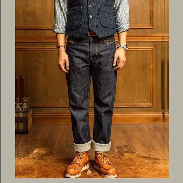 Jeanity Denim – Men's Vintage Straight-Leg Denim Jeans - Blue – JeanityDenimMensVintageStraightLegDenimJeansBlueFlat20260215145416jpg
