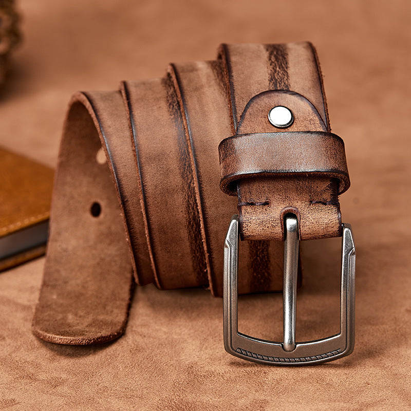 Jeanity Denim – Men's Wide Cowhide Leather Belt — Vintage Pin Buckle – JeanityDenimMensWideCowhideLeatherBeltVintagePinBuckleBack20260311134653jpg